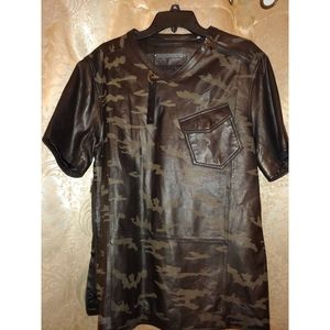 Leather Camo Short Sleeve Shirt